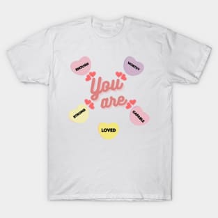 Retro Candy Heart Teacher Valentine's Day You Are Enough T-Shirt